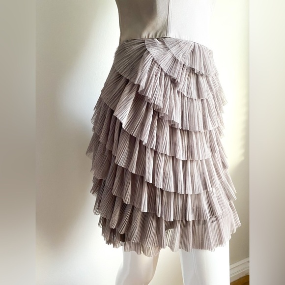 $348‼️BCBGMaxAzria Satin Ruffle Tulle Tiered Layered Sleeveless Dress Corset Sz4 - Picture 7 of 14